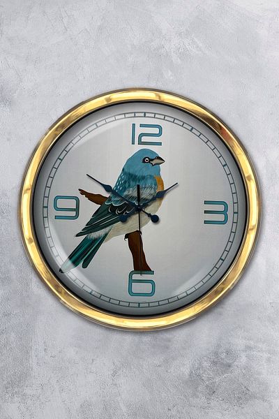 Kasva Concept Gift 40 cm Gold Metal Bird Wall Clock