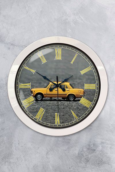 Kasva Concept Gift 36 cm White Metal Car Wall Clock