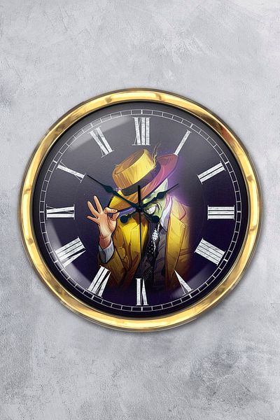Kasva Concept Gift 40 cm Gold Metal Mask Wall Clock