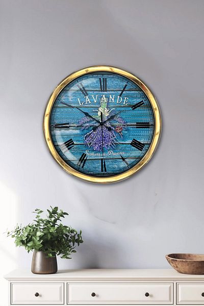 Kasva Concept Cadou 40 Cm Ceas de Perete Lavanda Metal Auriu