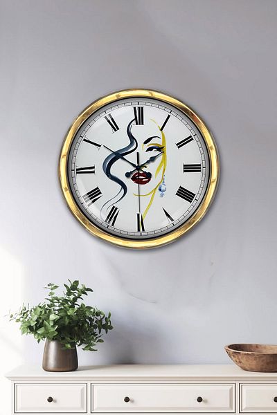 Kasva Concept Δώρο 40 εκ. Χρυσό Μεταλλικό Γυναικείο Ρολόι Τοίχου Ομορφιάς