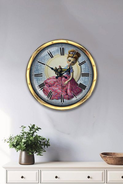 Kasva Concept Gift 40 cm Gold Metal Women's Wall Clock