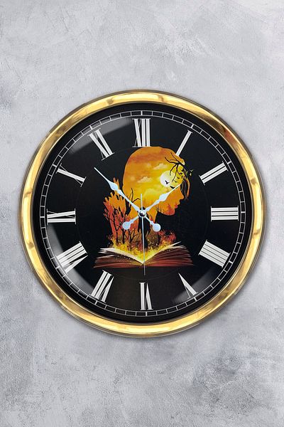 Kasva Concept Cadou 40 Cm Carte Metal Aur - Ceas de Perete Uman