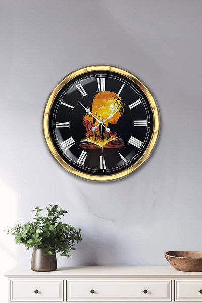 Kasva Concept Cadou 40 Cm Carte Metal Aur - Ceas de Perete Uman
