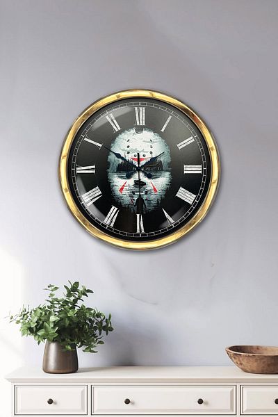 Kasva Concept Cadou 40 Cm Ceas de Perete Pirat Metal Aur