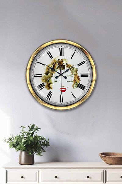 Kasva Concept Gift 40 cm Gold Metal Women's Wall Clock