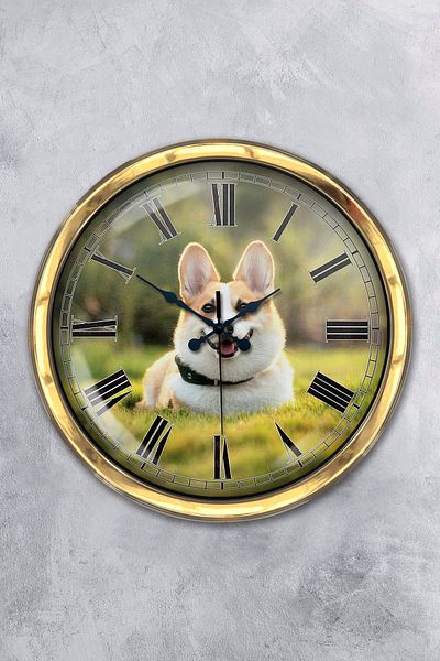 Kasva Concept Gift 40 cm Gold Metal Dog Wall Clock