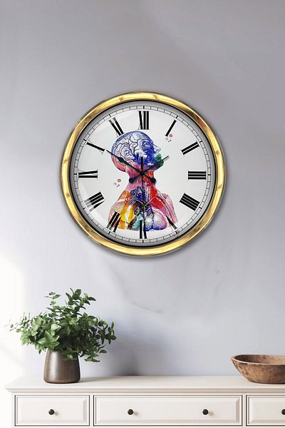 Kasva Concept Δώρο 40 εκ. Χρυσό Μεταλλικό Ανθρώπινο Ρολόι τοίχου Διακόσμηση