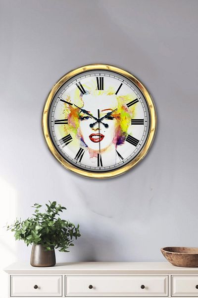 Kasva Concept Cadou 40 Cm Ceas de Perete Femeie Metal Aur