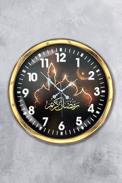 Kasva Concept Gift 40 cm Gold Metal Islamic Wall Clock Decor