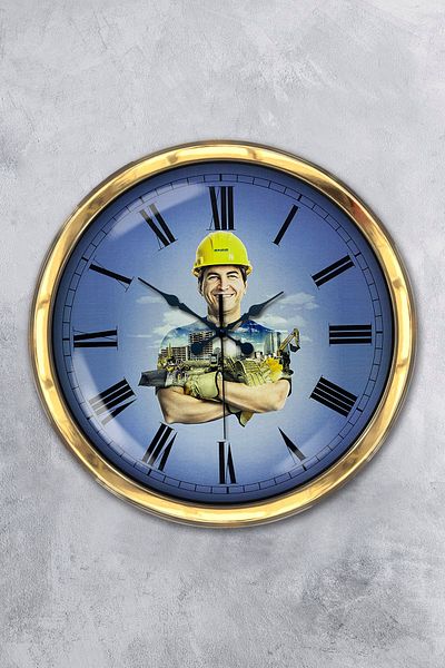 Kasva Concept Δώρο 40 εκ. Χρυσό Μεταλλικό Ρολόι Τοίχου Κατασκευών