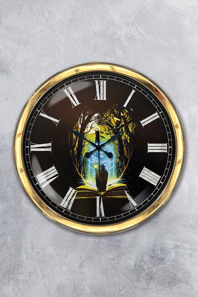 Kasva Concept Gift 40 cm Gold Metal Book - Human Wall Clock Clock