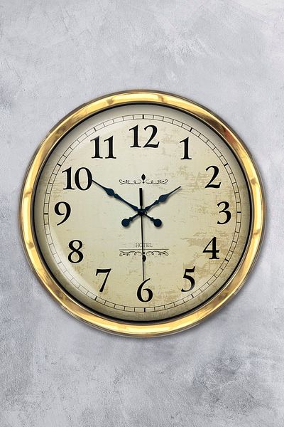 Platin Saat Ceas de perete clasic din metal auriu de 40 cm