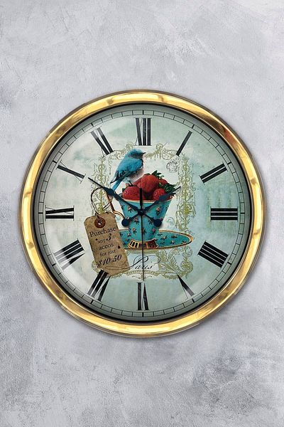 Kasva Concept Gift 40 cm Gold Metal Kitchen Wall Clock