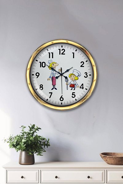 Kasva Concept Gift 40 cm Gold Metal Women's Cook Wall Clock