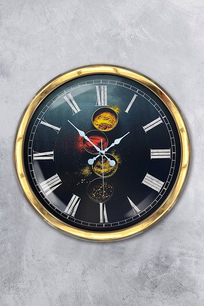 Kasva Concept Gift 40 cm Gold Metal Kitchen Wall Clock