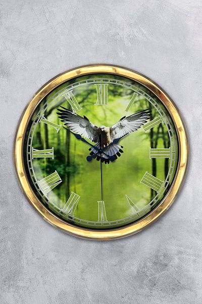 Kasva Concept Gift 40 cm Gold Metal Eagle Wall Clock