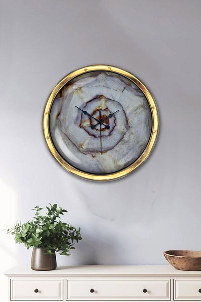 Kasva Concept Gift 40 cm Gold Metal Swirl Wall Clock Clock