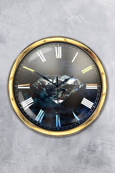Kasva Concept Gift 40 cm Gold Metal Diamond Wall Clock