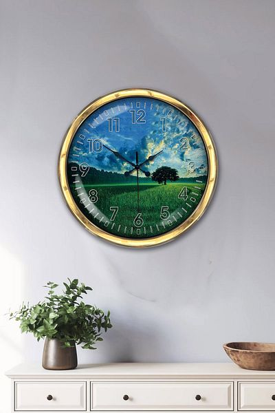 Kasva Concept Δώρο 40 εκ. Χρυσό Μεταλλικό Ρολόι Τοίχου Φυσικής Ζωής