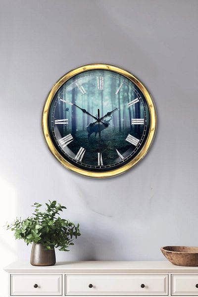 Kasva Concept Cadou 40 Cm Ceas de Perete Animale Metal Aur
