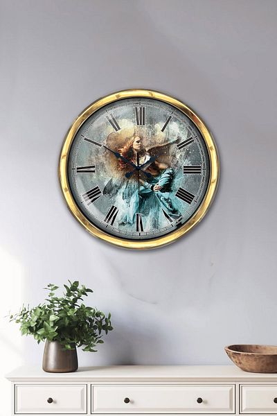 Kasva Concept Gift 40 cm Gold Metal Dance Wall Clock