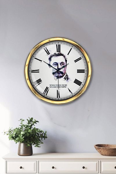 Kasva Concept Gift 40 cm Gold Metal Elon Musk Wall Clock