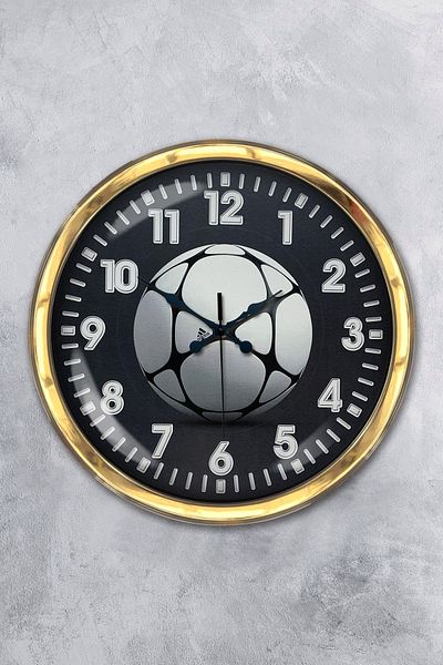 Kasva Concept Gift 40 cm Gold Metal Soccer Ball Wall Clock