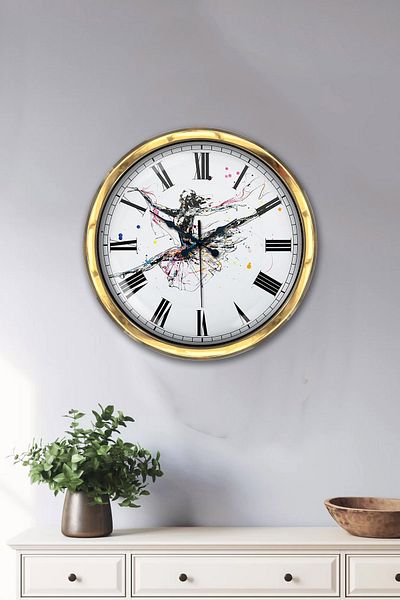 Kasva Concept Gift 40 cm Gold Metal Dance Wall Clock