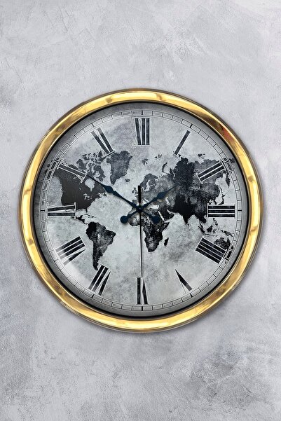 Platin Saat ساعة حائط عالمية معدنية ذهبية اللون مقاس 40 سم