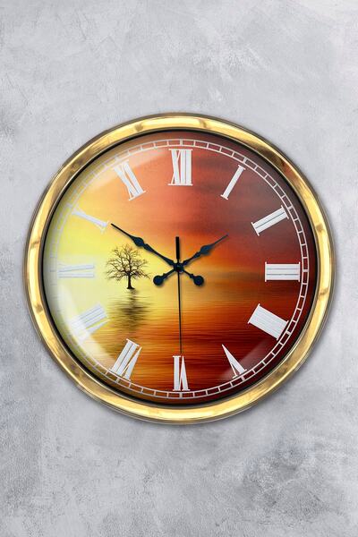 Platin Saat هدية ساعة حائط معدنية ذهبية مقاس 40 سم لغروب الشمس
