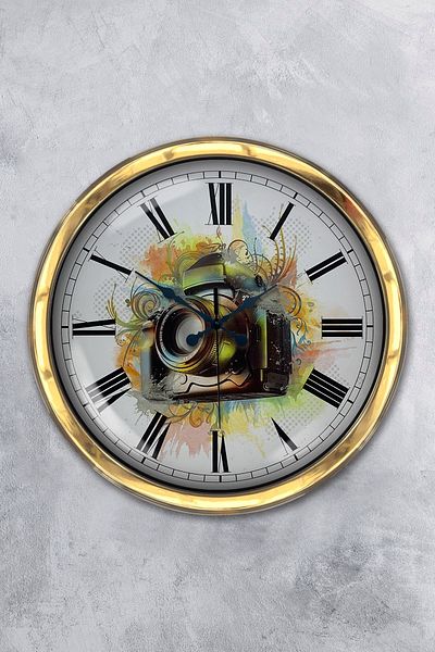 Kasva Concept 40 cm Gold Metal Photo Wall Clock Clock