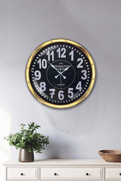 Kasva Concept Gift 40 cm Gold Metal Kensington Wall Clock Clock