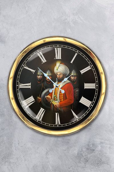 Kasva Concept Cadou 40 Cm Aur Metal Fatih Sultah Mehmet Ceas de Perete