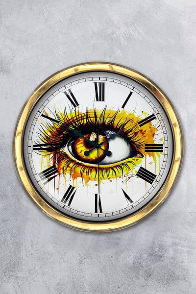 Kasva Concept Gift 40 cm Gold Metal Eye Wall Clock