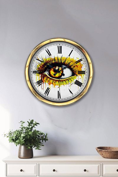 Kasva Concept Gift 40 cm Gold Metal Eye Wall Clock