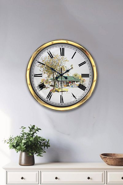 Kasva Concept 40 cm Gold Metal Vintage Home Wall Clock