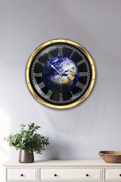 Kasva Concept Δώρο 40 εκ. Χρυσό Μεταλλικό Παγκόσμιο Ρολόι τοίχου