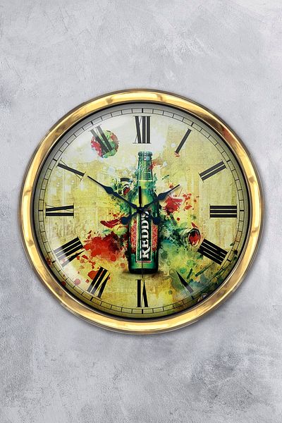 Kasva Concept Gift 40 cm Gold Metal Clup Wall Clock