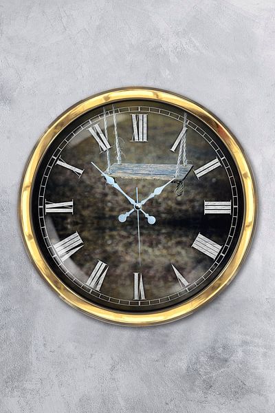 Kasva Concept Gift 40 cm Gold Metal Vintage Swing Wall Clock