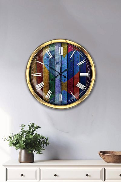 Kasva Concept Δώρο 40 cm Gold Metal Natural Love Ρολόι τοίχου