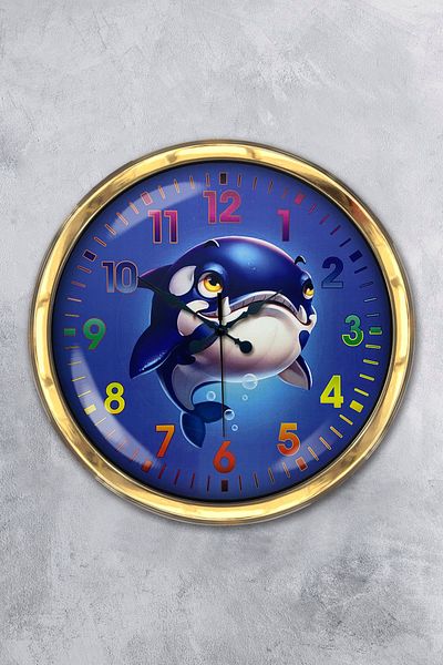 Kasva Concept 40 cm Gold Metal Sea Child Wall Clock