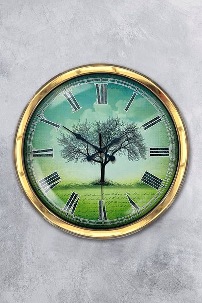 Kasva Concept Gift 40 cm Gold Metal Çınar Wall Clock