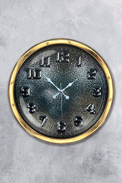 Platin Saat هدية ساعة حائط زجاجية معدنية ذهبية مقاس 40 سم