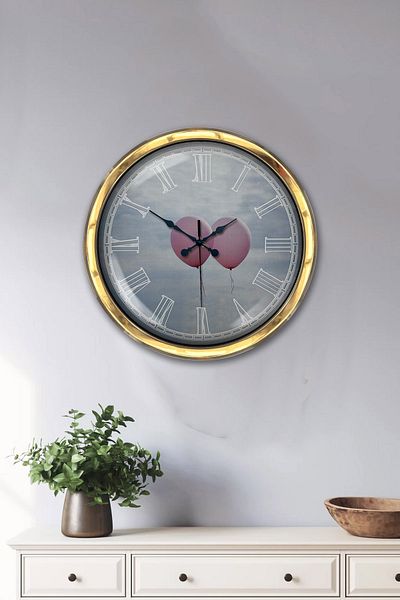 Kasva Concept Δώρο 40 εκ. Χρυσό Μεταλλικό Ρολόι Τοίχου Αγάπης