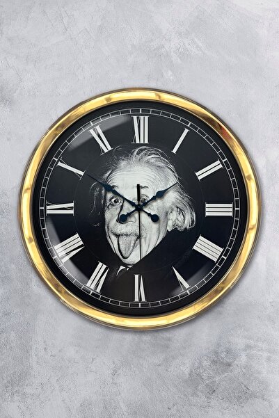 Platin Saat ساعة حائط ألبرت أينشتاين معدنية ذهبية مقاس 40 سم