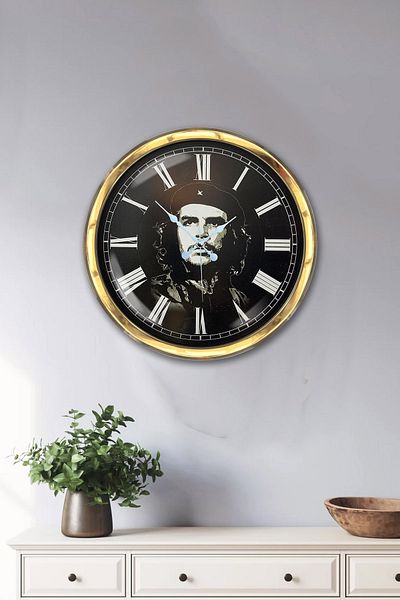 Kasva Concept Gift 40 cm Gold Metal Check Vara Wall Clock