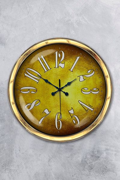 Kasva Concept Gift 40 cm Gold Metal Golden Wall Clock