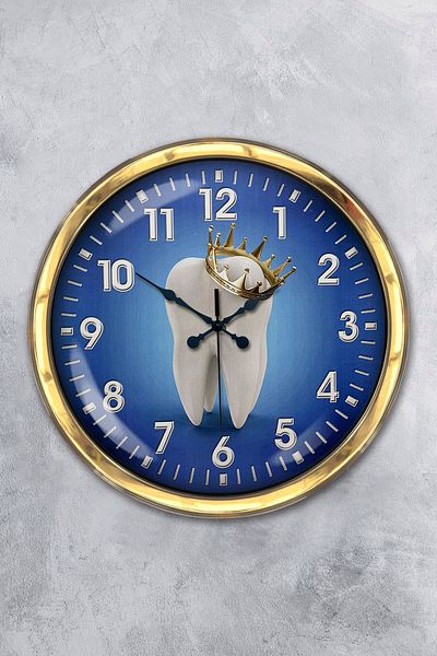Platin Saat Ceas de perete pentru dentist din metal auriu de 40 cm