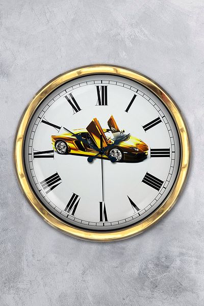 Kasva Concept Gift 40 cm Gold Metal Car Wall Clock